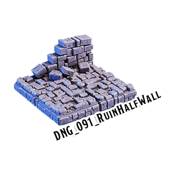 Ruin Half Wall – Dungeon 3D-printet terræn (DNG_091)