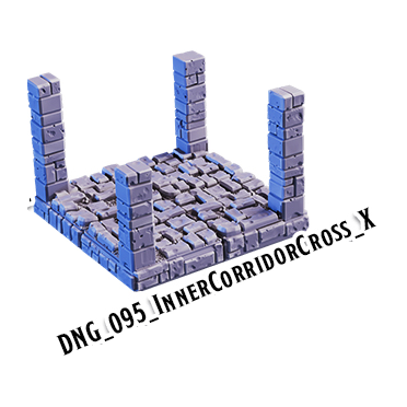 Inner Corridor Cross X – Dungeon 3D-printet terræn (DNG_095)