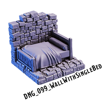 Wall With Single Bed – Dungeon 3D-printet terræn (DNG_099)