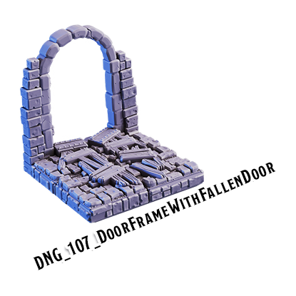 Door Frame With Fallen Door – Dungeon 3D-printet terræn (DNG_107)