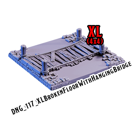 XL Broken Floor With Hanging Bridge – Dungeon 3D-printet terræn (DNG_117)
