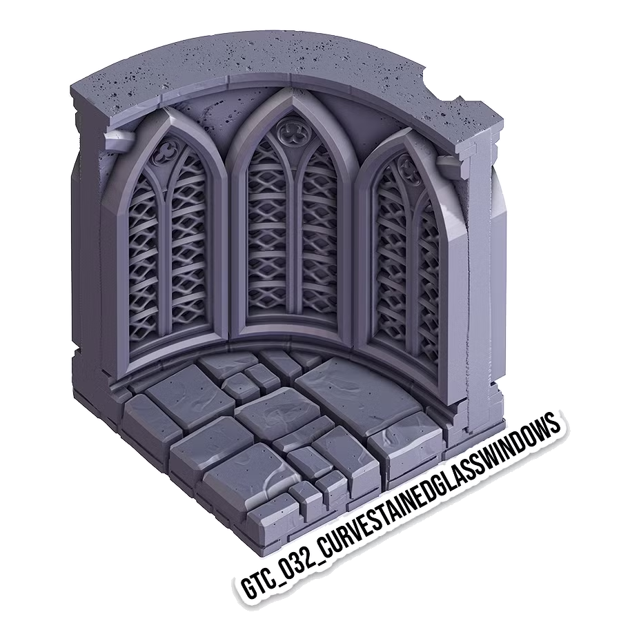 Curve Stained Glass Windows – Gothic 3D-printet terræn (GTC_032)