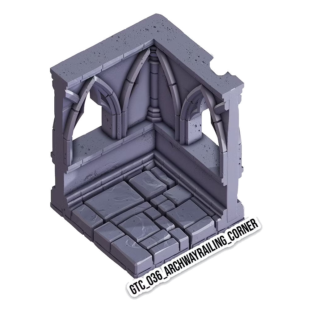 Archway Railing Corner – Gothic 3D-printet terræn (GTC_036)