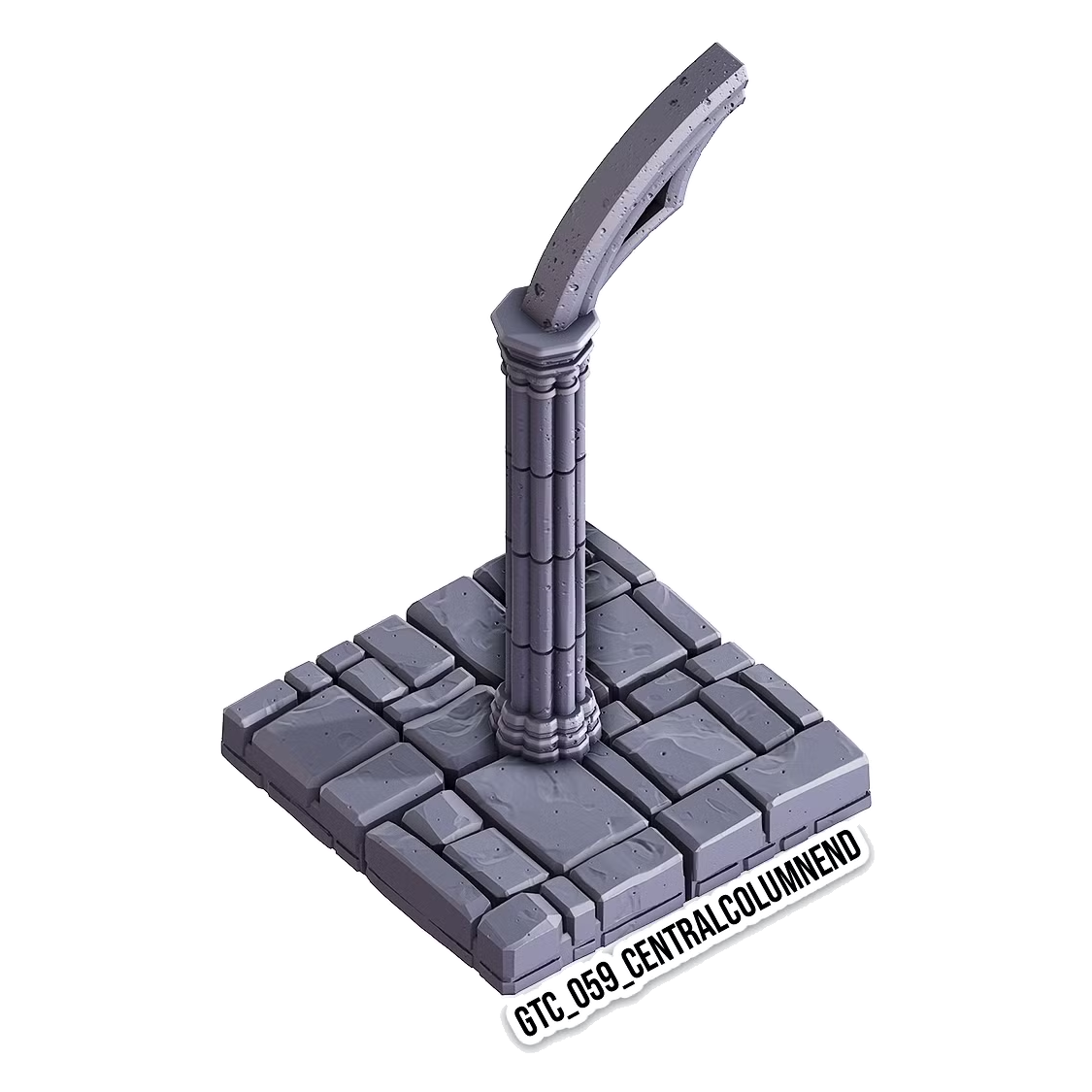 Central Column End – Gothic 3D-printet terræn (GTC_059)