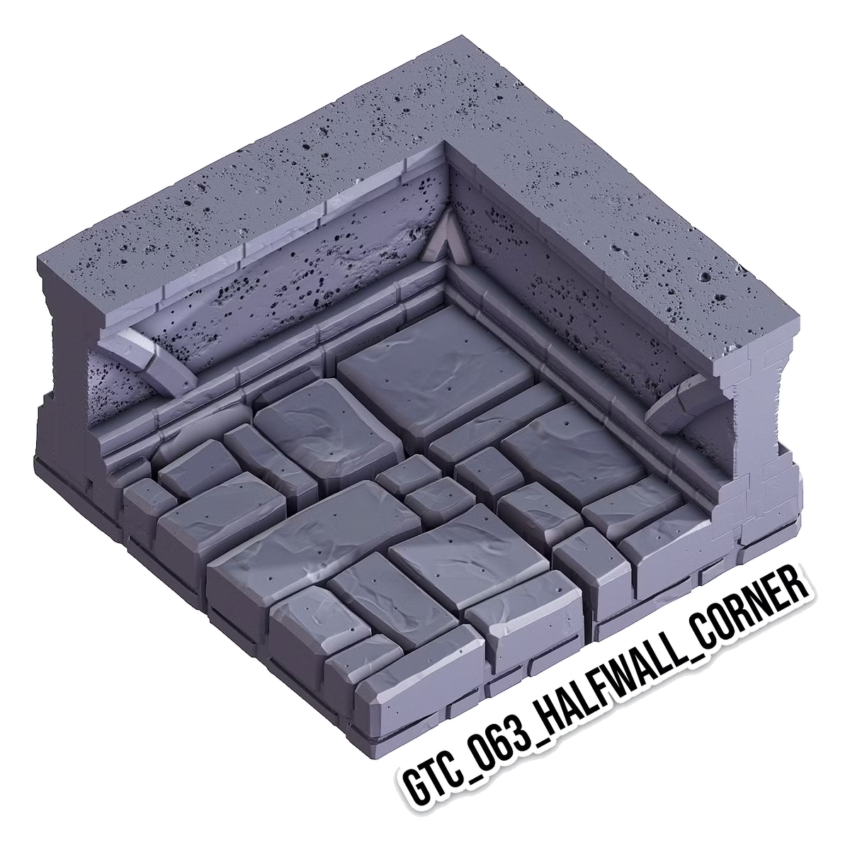 Half Wall Corner – Gothic 3D-printet terræn (GTC_063)