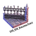 Diagonal Fence – Graveyard 3D-printet terræn (GYD_028)