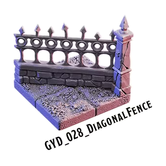 Diagonal Fence – Graveyard 3D-printet terræn (GYD_028)