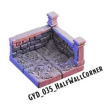 Half Wall Corner – Graveyard 3D-printet terræn (GYD_035)
