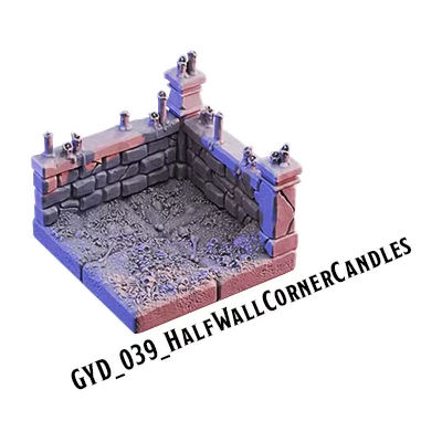 Half Wall Corner Candles – Graveyard 3D-printet terræn (GYD_039)