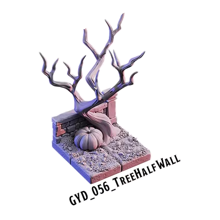 Tree Half Wall – Graveyard 3D-printet terræn (GYD_056)