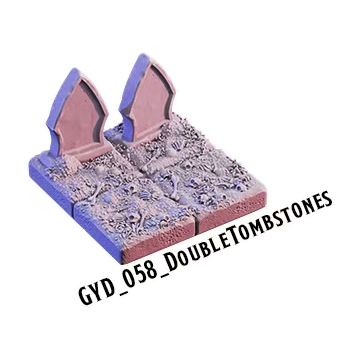 Double Tombstones – Graveyard 3D-printet terræn (GYD_058)
