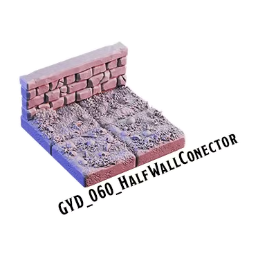 Half Wall Connector – Graveyard 3D-printet terræn (GYD_060)