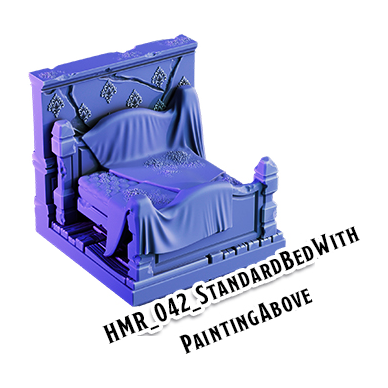Standard Bed With Painting Above – Haunted Manor 3D-printet terræn (HMR_042)