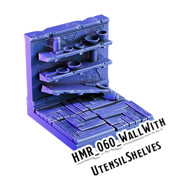 Wall With Utensil Shelves – Haunted Manor 3D-printet terræn (HMR_060)
