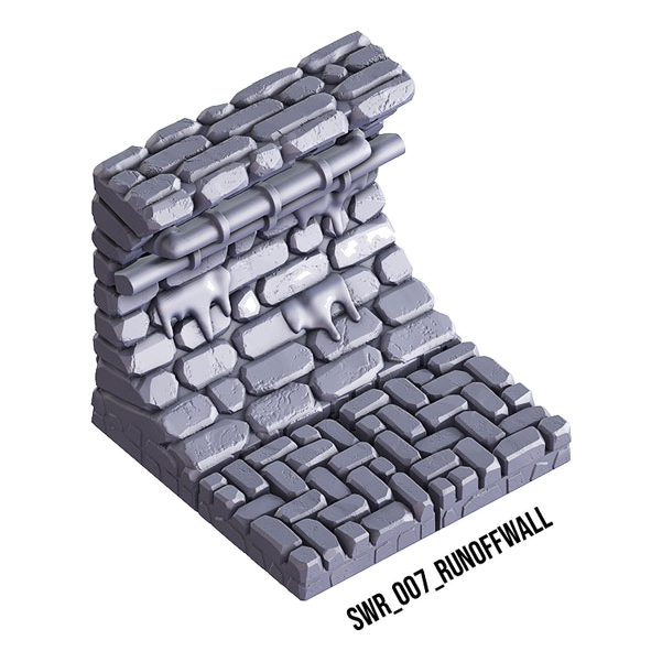 Runoff Wall – Sewers 3D-printet terræn (SWR_007)