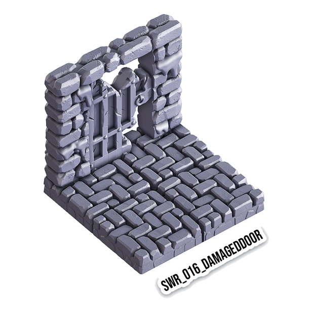 Damaged Door – Sewers 3D-printet terræn (SWR_016)