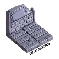 Damaged Wall – Medieval Town 3D-printet terræn (TWN_041)