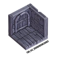 Door Window Corner – Medieval Town 3D-printet terræn (TWN_042)