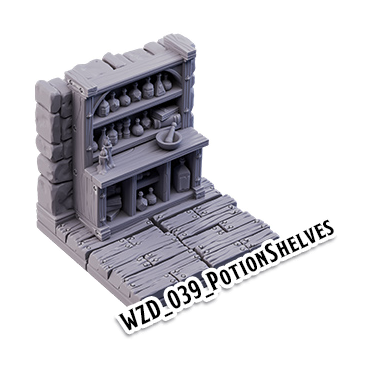 Potion Shelves – Wizard's Home 3D-printet terræn (WZD_039)
